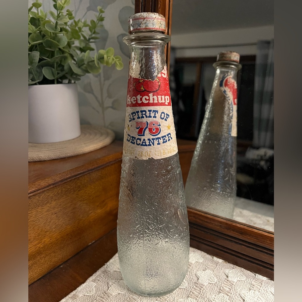 HUNT'S Ketchup‎ "Spirit of '76" Glass Decanter Bottle *Vintage* 70's Patriotic
